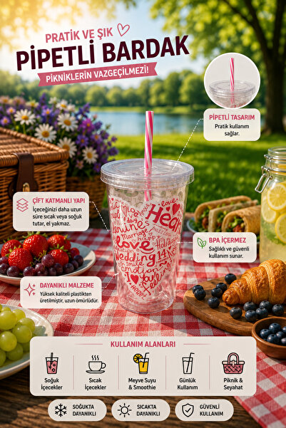 MİMOZA PARK 480 ml Crystal Double Wall Heat Resistant Hot and Cold Beverage C...