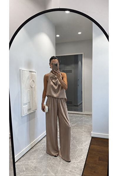 Butik Degaje yaka saten takım