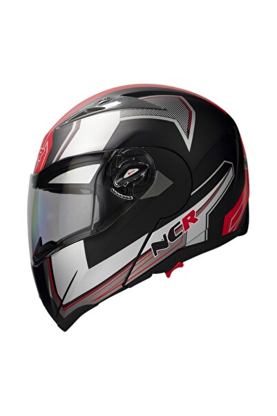 ÇELİKMOTO KASK NCR-158 ÇENE AÇILIR GÖZLÜKLÜ E-CE BELGELİ-KIRMIZI GRAFİK #13007-6
