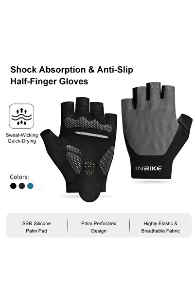 Choice9 INBIKE S Grey INBIKE Half Finger Cycling Gloves 2025 Summer Unisex Br...