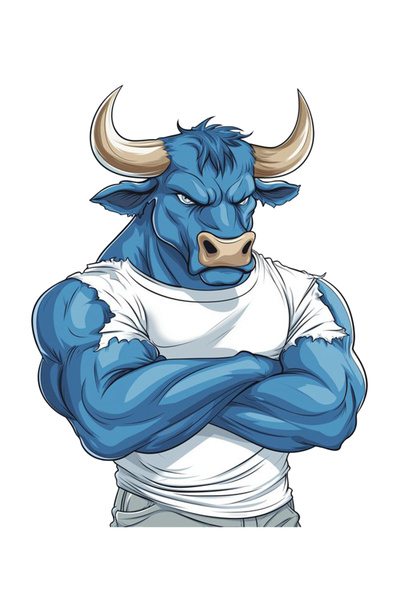 MegaSticker Muscular Blue Bull Sticker Sticker for Car, Motorcycle, Helmet, L...