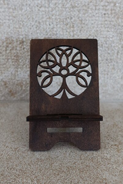 OrnamentArt Suport telefon "Arborele Vietii", lemn natur