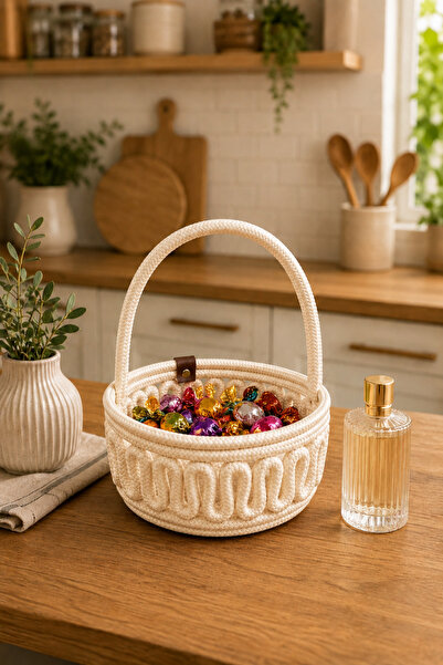 MaVaux Candya Patterned Handmade Rope Multi-Purpose Guest Candy Basket, Gift ...