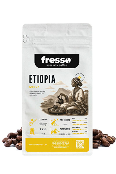 FRESSO Etiopia Konga cafea boabe de specialitate proaspăt prăjită 1 kg