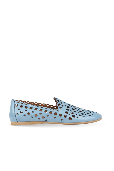 BUENO Blue Leather Women's Flat Shoes