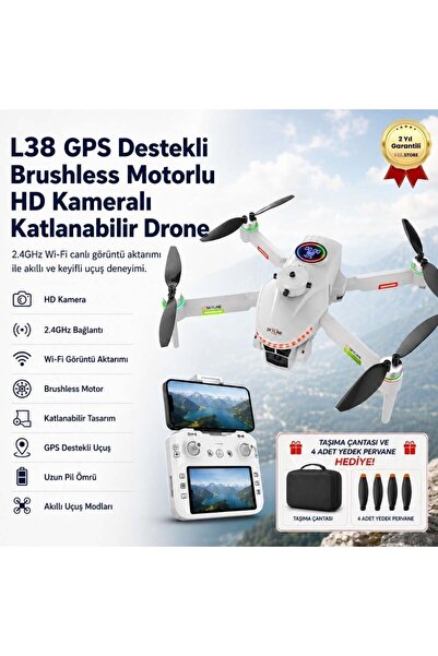 hızlı store L38 GPS Destekli Brushless Motorlu HD Kameralı Katlanabilir Drone...