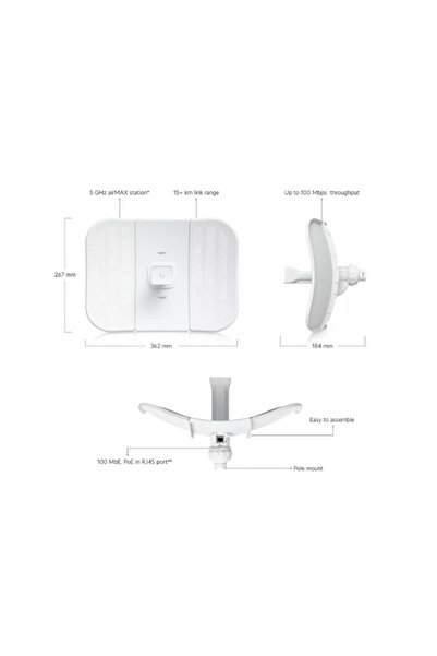 ubnt UBIQUITI LBE-M5-23 5GHZ 23DBI 20KM PTP/PTMP DIŞ ORTAM ACCESS POINT(ADAPTÖRLÜ)