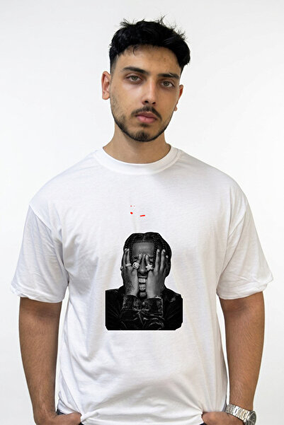 Anetos Asap Rocky_2 Design Printed Oversize White T-Shirt