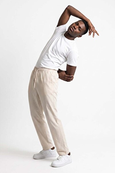 BARRELS AND OIL Men's Relaxed Fit Tie-Waist Trousers - Stone
