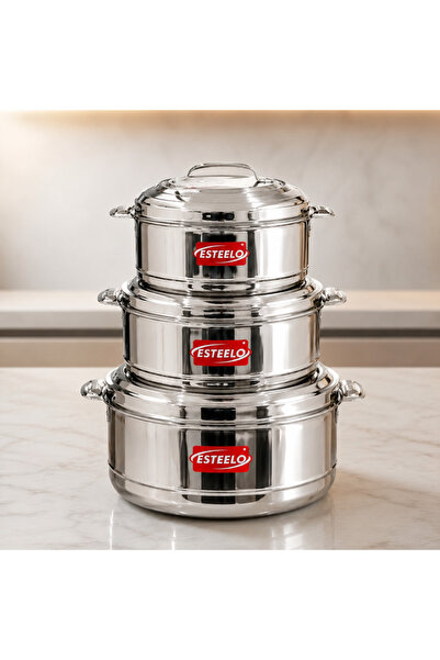laverahome Indian Steel Food Storage Containers 3-Piece Set 6000 / 4000 / 3000 |