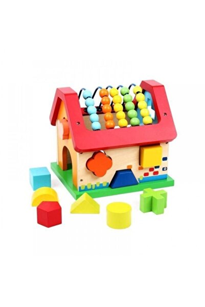 CasaDesteapta.ro Căsuță educativă din lemn cu forme geometrice și abac