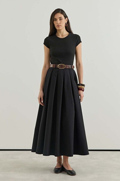 Merve Gültekin Pile-Lined Skirt Black