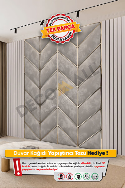 DECOMALL (TV-39) TV Arkası Duvar Kağıdı Tek Parça 3D Çita Mermer Görünümlü Sa...
