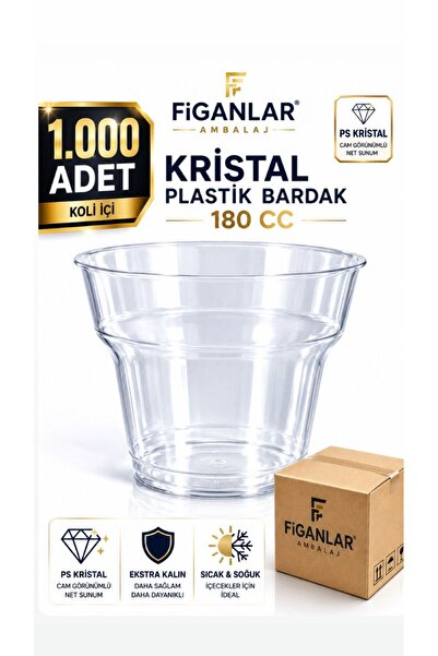 figanlar ambalaj Kristal Plastik Bardak 180 cc PS Şeffaf Ekstra Kalın Soğuk S...