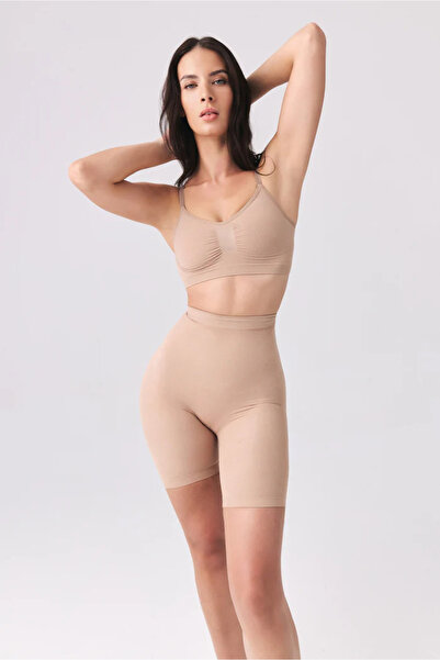 VIGORV Beige High Waist Above-Knee Shaping Shorts Corset - Long Leg Tummy Con...