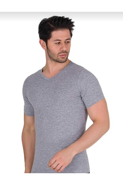 Berrak 1027 Men's Elastane Short Sleeve V-Neck Single T-Shirt