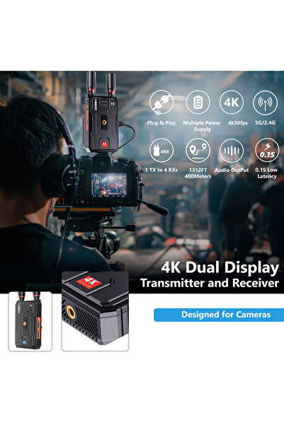 VRRIIS HDMI σύστημα ασύρματης μετάδοσης βίντεο WL097 Pro, 4K, 2.4/5GHz, έως 400m