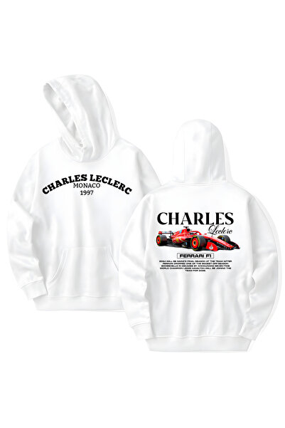 STİL-X Charles Leclerc Printed Cotton Long Sleeve Hooded Sweatshirt with 3 Th...