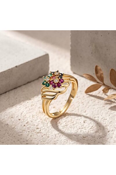 deluxe takı ve giyim Bouquet Series Floral Design Ring with Adjustable Size, ...