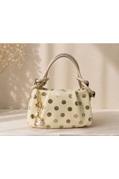 todays co Cream Bag with Gold Polka Dot Accessories and Adjustable Strap