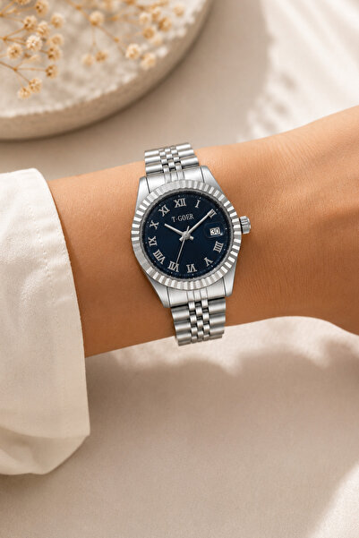 laria jewelry Navy Blue Dial Silver Color Women's Wristwatch
