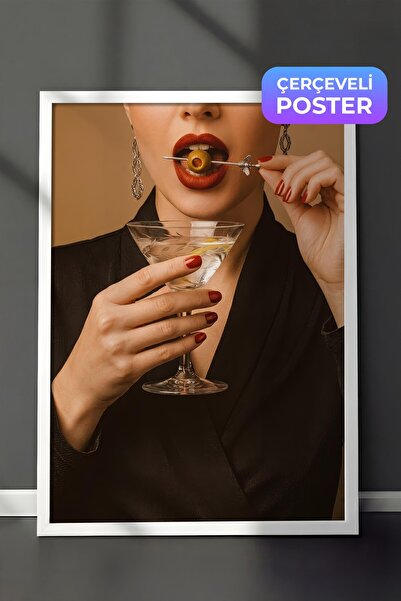 Postifull Žena i koktel poster, poster u beloj ramovini, serija starog novca,...