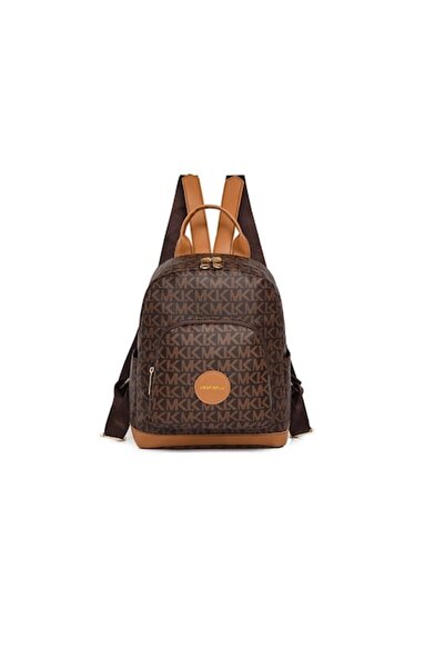 OEM Rucsac de damă, Jingpinpiju, maro cu imprimeu, 30x25x12cm
