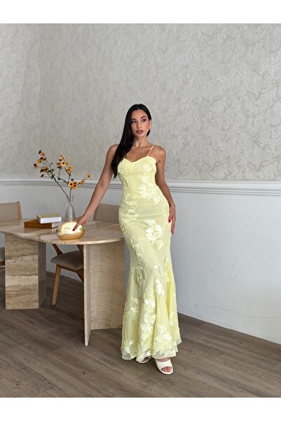 zoezoe Lion Collection Askılı Çiçek İşlemeli Tül Elbise