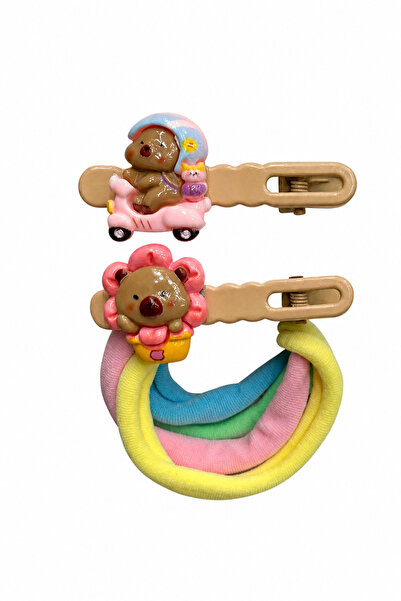 Jack Ferrero Set de agrafe cu ursuleț drăguț și elastic colorat pentru păr pe...
