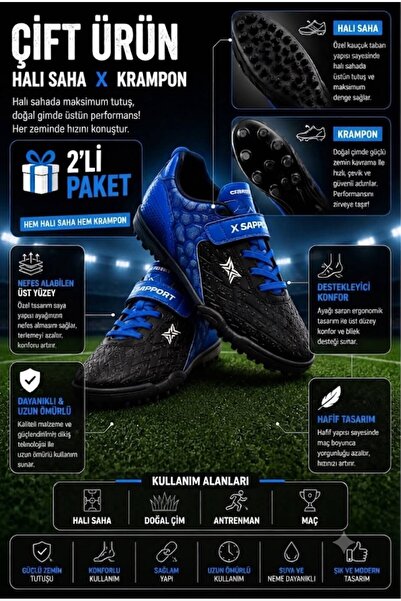 KANTEX Pantofi de fotbal confortabili pentru băieți, pentru teren sintetic, R...