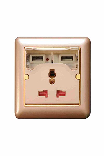 PEACE B2250 Gold 1.0 + 2.0 Amper 2 Usb Girişli Sıva Altı /Sıva Üstü Priz