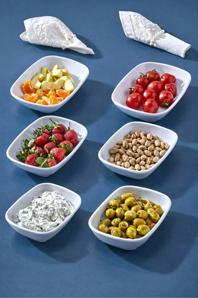 poliva home 12 Sauce Bowls Breakfast Plates White Melamine 12X9Cm