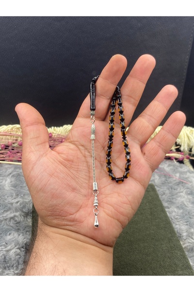 Kttesbihaksesuar 4x7 mm BİLEK BOY SÜRMELİ TOZ KEHRİBAR TESBİH KAPLAMA PÜSKÜLLÜ