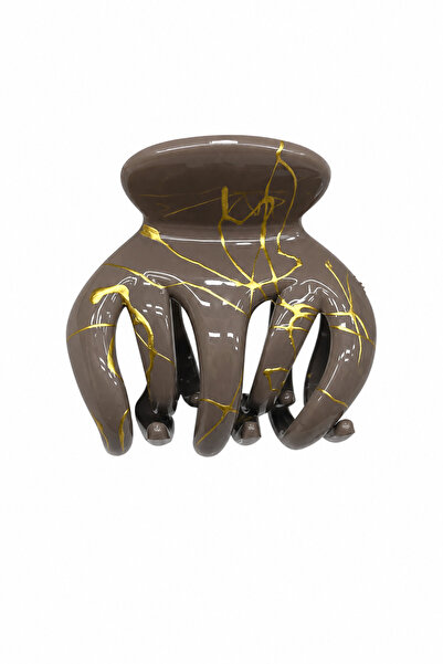 Jack Ferrero Stylish Brown Yellow Patterned Claw Clip Women's Hair Accessory ...
