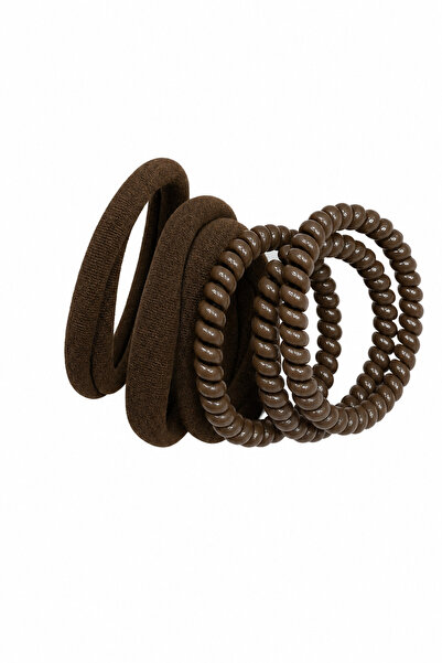 Jack Ferrero Set de 6 agrafe de păr din material textil maro și spiralate - f...