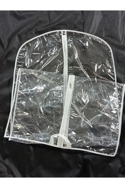 Umut kılıf Evening Dress Cover, Fully Transparent Long Dress Protector and Carrying Bag, White Edge Strip, 160X64 cm