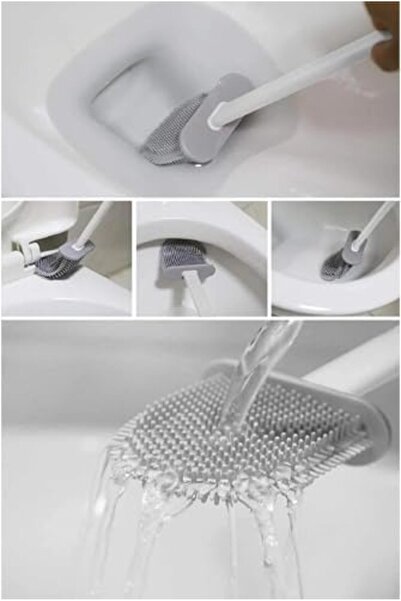 Yıldızan Nry Shop Wall-Adhesive Silicone Wc Brush, Silicone Toilet Bowl Brush...