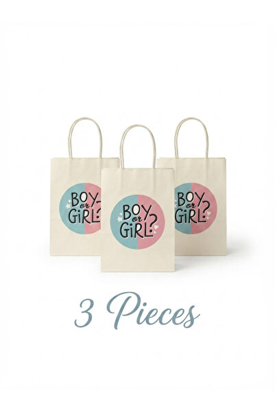 Generic Gender Reveal Cardboard Bag with "Boy/Girl" Print – Pack of 3 for Bab...