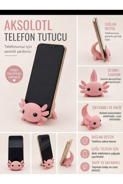 TREDO Aksolotl Telefon Tutucu - Sevimli Masaüstü Telefon Standı