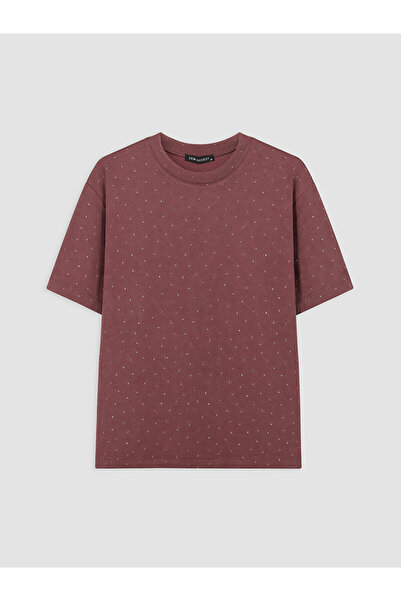 LC Waikiki تي شيرت نسائي ناعم الملمس من NEVAVM Farkılık Stone Oversize