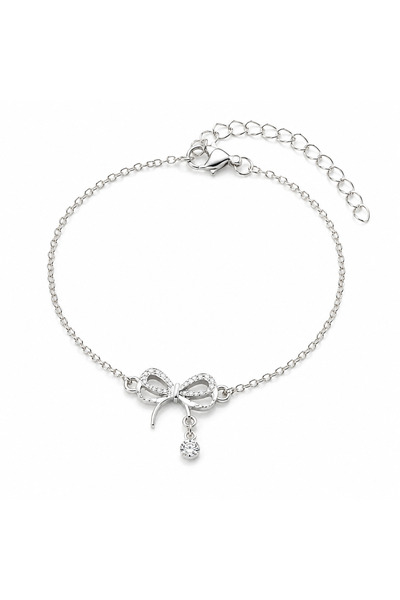 Kumru Studio Silver Stone Detailed Bow Figured Bracelet