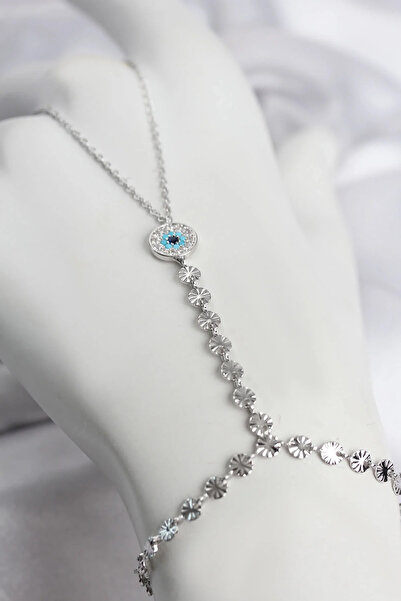 Marsilyan Silver Color Brass Zircon Stone Evil Eye Model Şahmeran Elk-Bjtieg