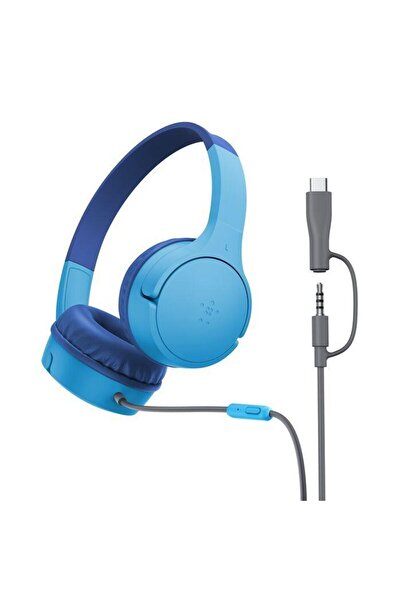 Belkin Căști stereo cu fir SoundForm Mini pentru copii, USB-C, microfon, alba...