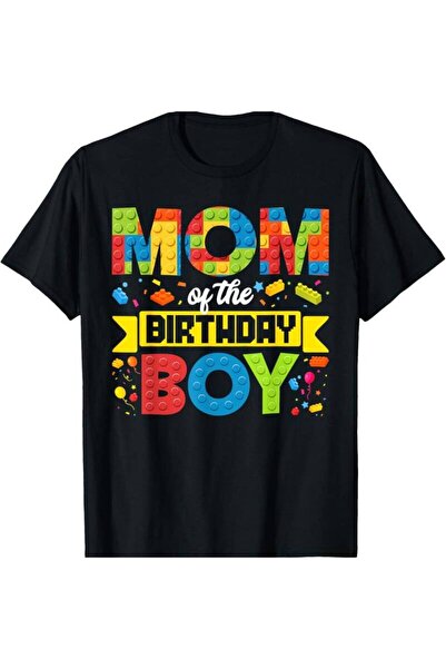 LİNA06 تي شيرت Mom of The Birthday Master Builder Building Blocks