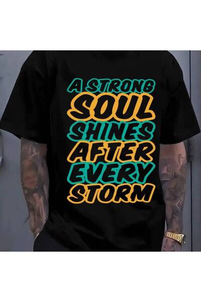 212Wear تي شيرت رجالي بطباعة "Strong Soul Shine" إصدار محدود باللون الأسود، م...
