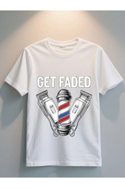 12 Teknoloji تي شيرت رجالي من Get Faded Barber Shop يتميز بتصميم جرافيك لفنيي...