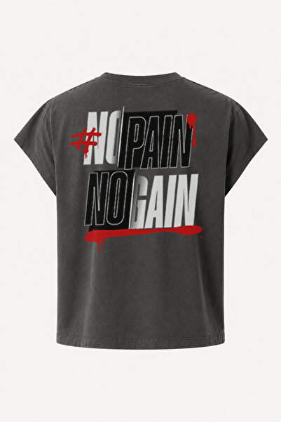 Velostra Tricou oversize cu imprimeu „No Pain No Gain” pentru sportivi, cu de...