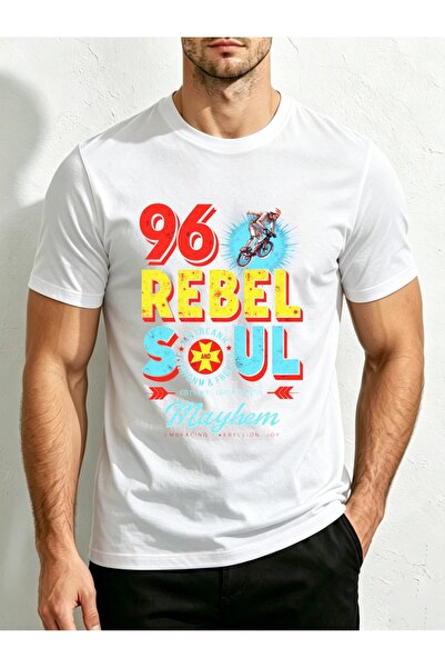 STITCHLY تي شيرت رجالي بتصميم ريترو، 96 Rebel Soul Mayhem، ملابس كاجوال، صيفي...