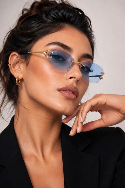 ModaLucci Vintage Stil İnce Saplı Oval Güneş Gözlüğü