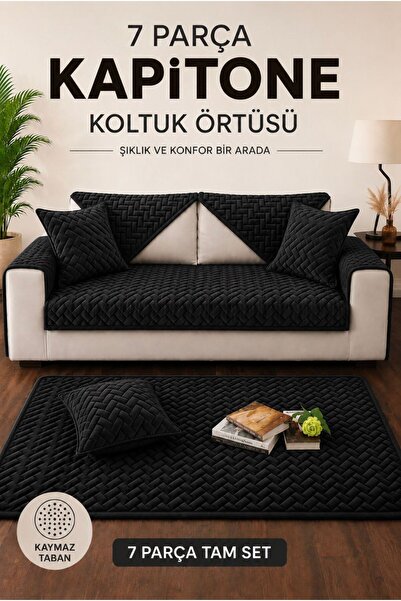 vivamia 7 Piece Non-Slip Base Quilted Seat Cover Set Sofa Bed Sofa Set